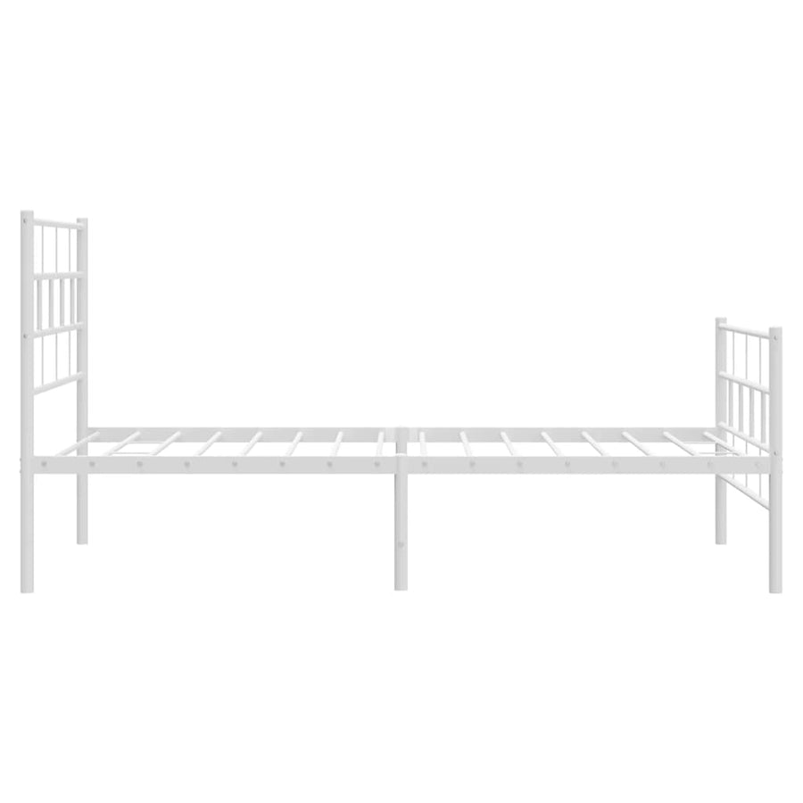 Bedframe Met Hoofd- En Voeteneinde Metaal 90 x 200 cm Wit met hoofdbord & voetbord