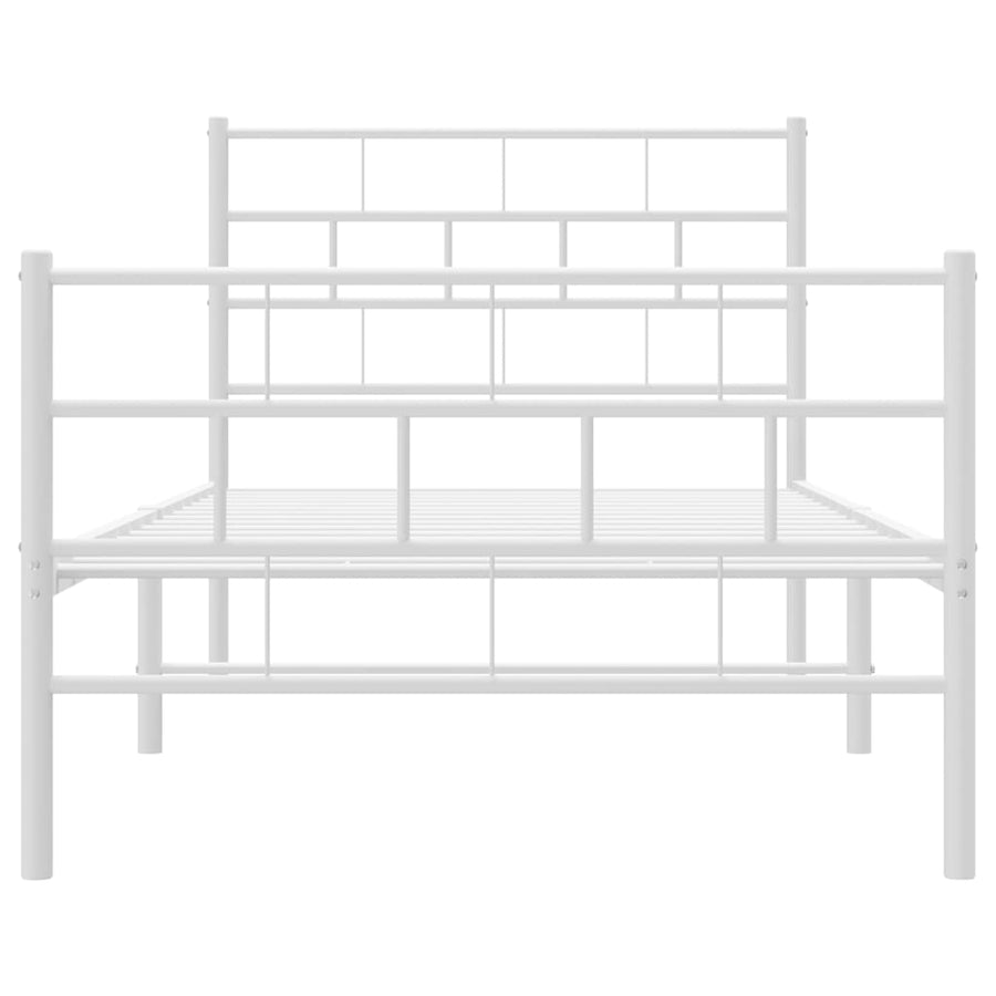Bedframe Met Hoofd- En Voeteneinde Metaal 100 x 190 cm Wit met hoofdbord & voetbord
