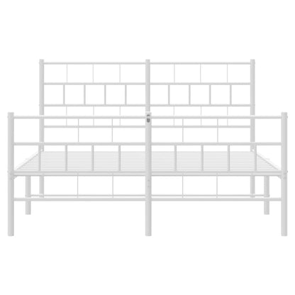 Bedframe Met Hoofd- En Voeteneinde Metaal 120 x 200 cm Wit met hoofdbord & voetbord