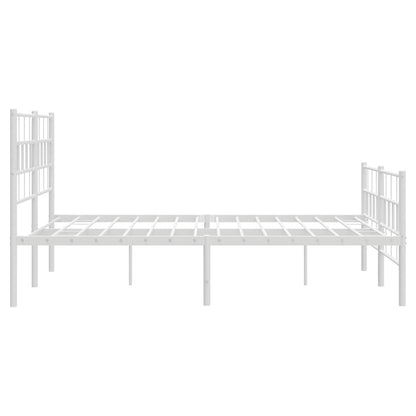 Bedframe Met Hoofd- En Voeteneinde Metaal 120 x 200 cm Wit met hoofdbord & voetbord