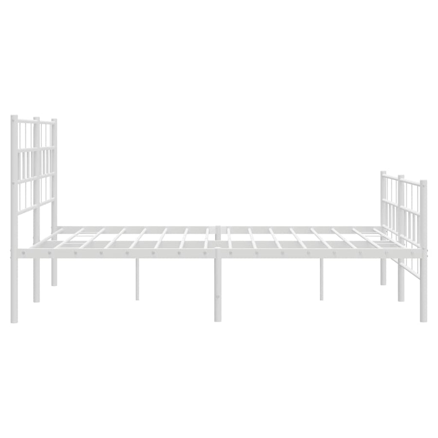 Bedframe Met Hoofd- En Voeteneinde Metaal 120 x 200 cm Wit met hoofdbord & voetbord