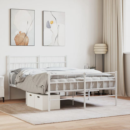 Bedframe Met Hoofd- En Voeteneinde Metaal 120 x 200 cm Wit met hoofdbord & voetbord
