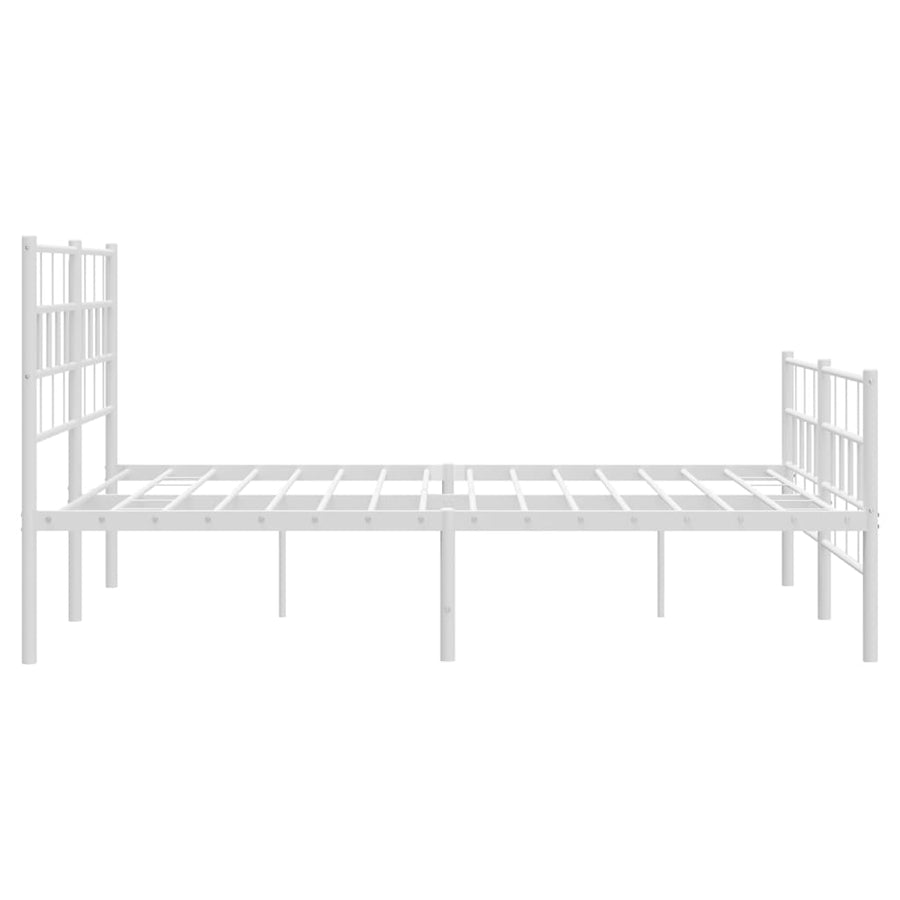 Bedframe Met Hoofd- En Voeteneinde Metaal 135 x 190 cm Wit met hoofdbord & voetbord