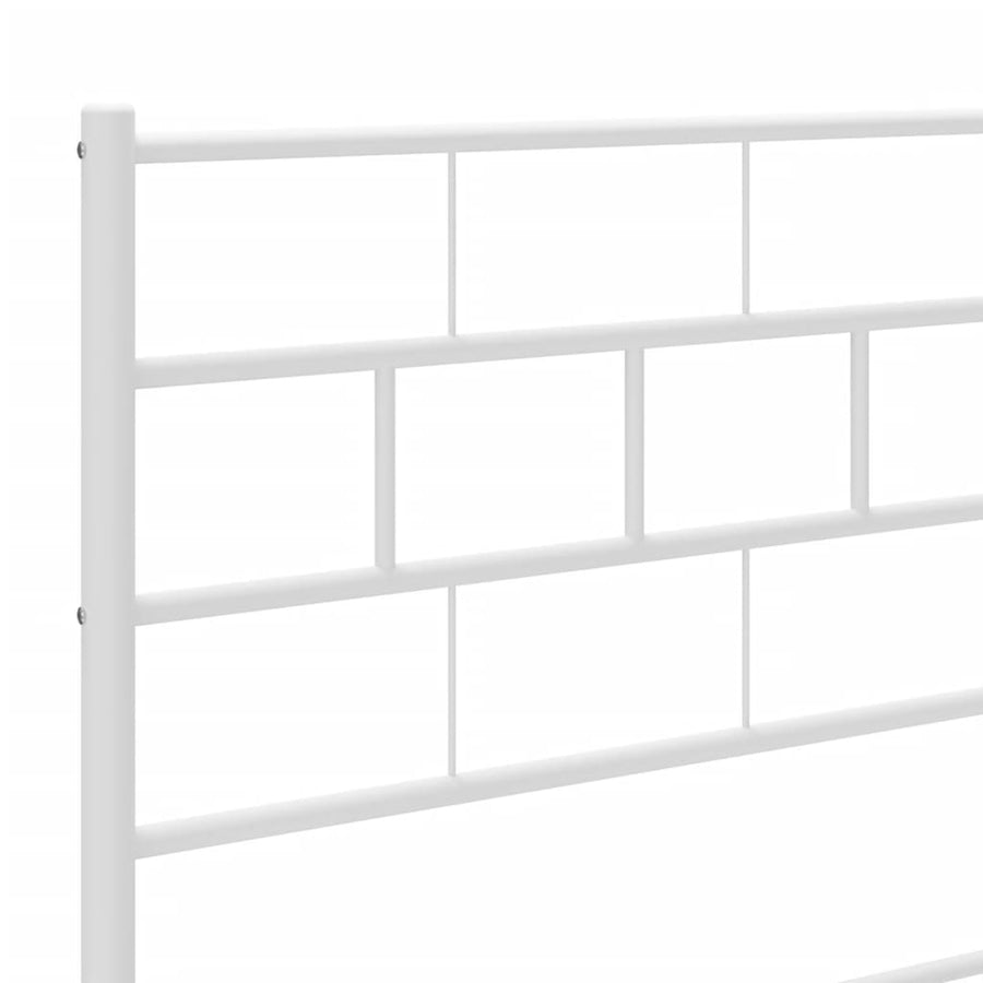 Bedframe Met Hoofd- En Voeteneinde Metaal 135 x 190 cm Wit met hoofdbord & voetbord