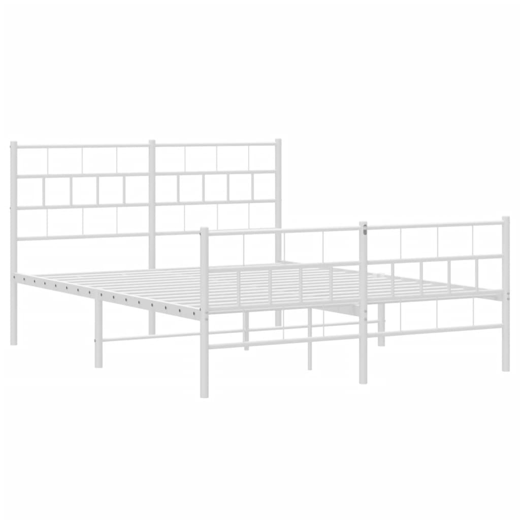 Bedframe Met Hoofd- En Voeteneinde Metaal 140 x 190 cm Wit met hoofdbord & voetbord