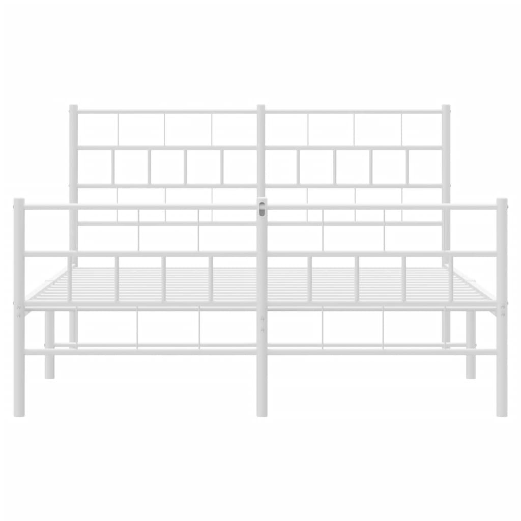 Bedframe Met Hoofd- En Voeteneinde Metaal 140 x 190 cm Wit met hoofdbord & voetbord