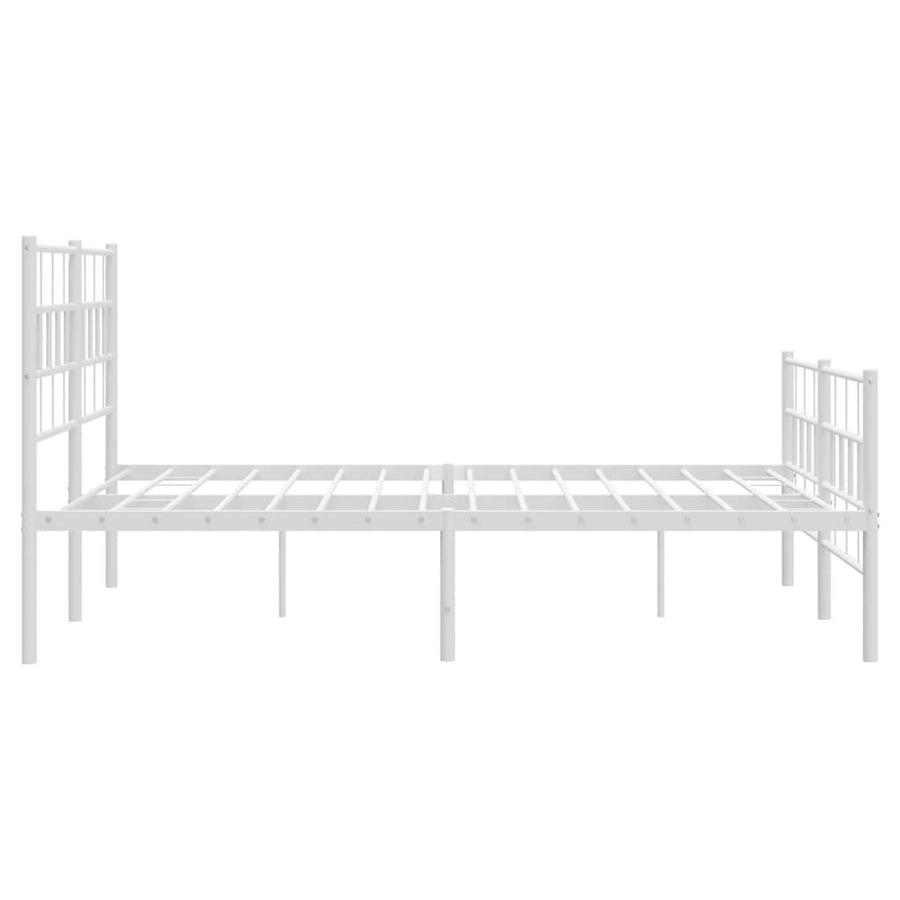 Bedframe Met Hoofd- En Voeteneinde Metaal 140 x 190 cm Wit met hoofdbord & voetbord
