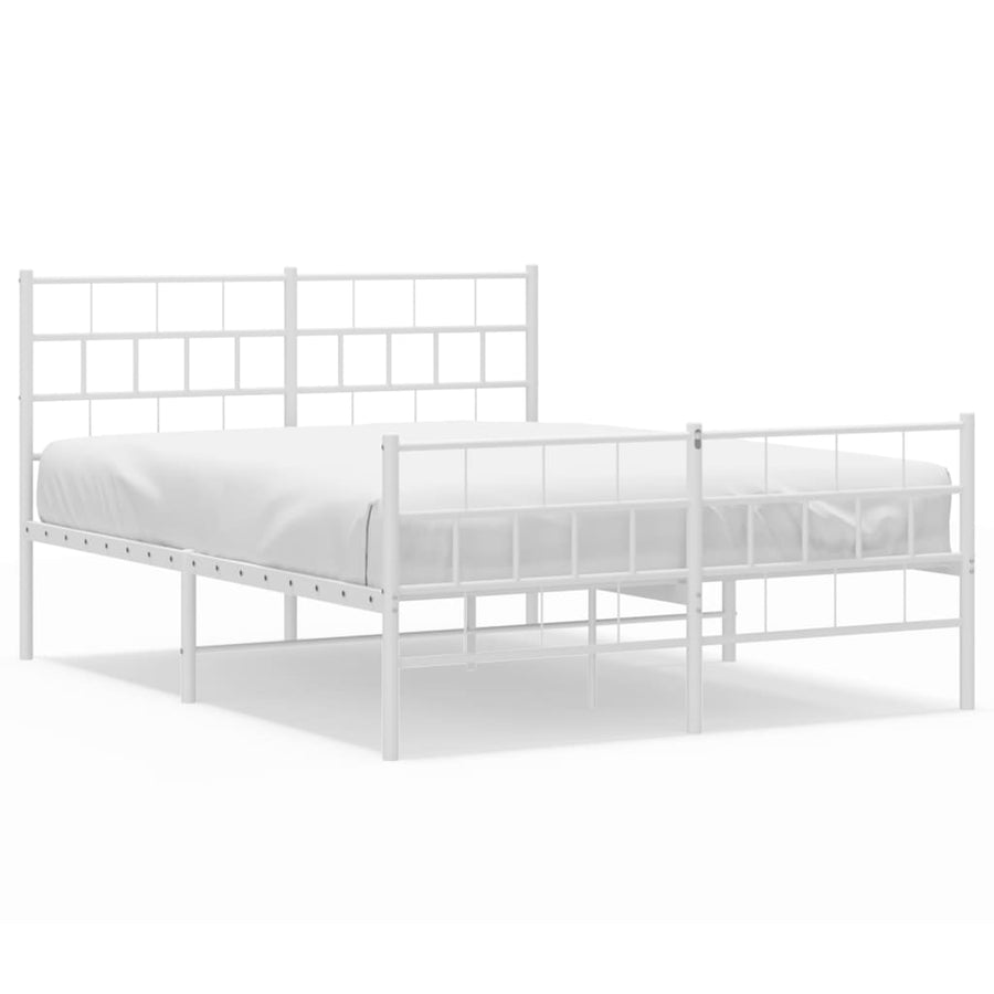 Bedframe Met Hoofd- En Voeteneinde Metaal 140 x 200 cm Wit met hoofdbord & voetbord