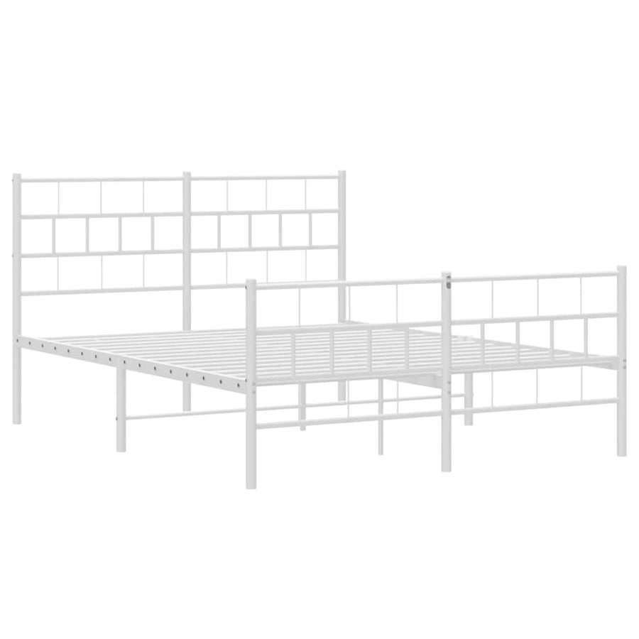 Bedframe Met Hoofd- En Voeteneinde Metaal 140 x 200 cm Wit met hoofdbord & voetbord