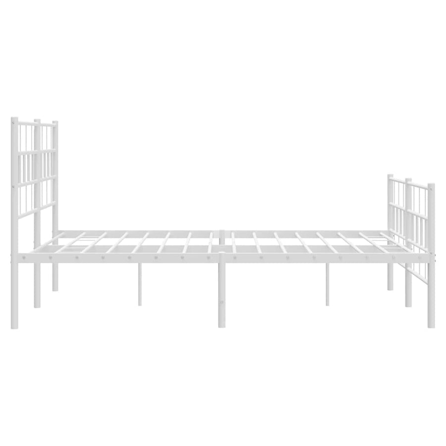 Bedframe Met Hoofd- En Voeteneinde Metaal 140 x 200 cm Wit met hoofdbord & voetbord
