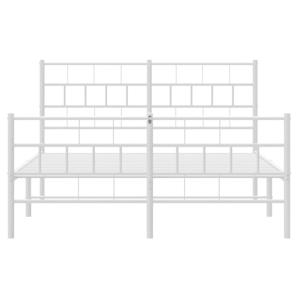 Bedframe Met Hoofd- En Voeteneinde Metaal 160 x 200 cm Wit met hoofdbord & voetbord