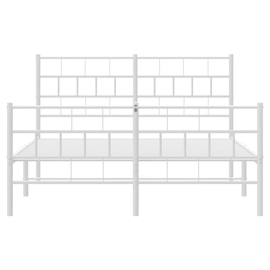 Bedframe Met Hoofd- En Voeteneinde Metaal 160 x 200 cm Wit met hoofdbord & voetbord