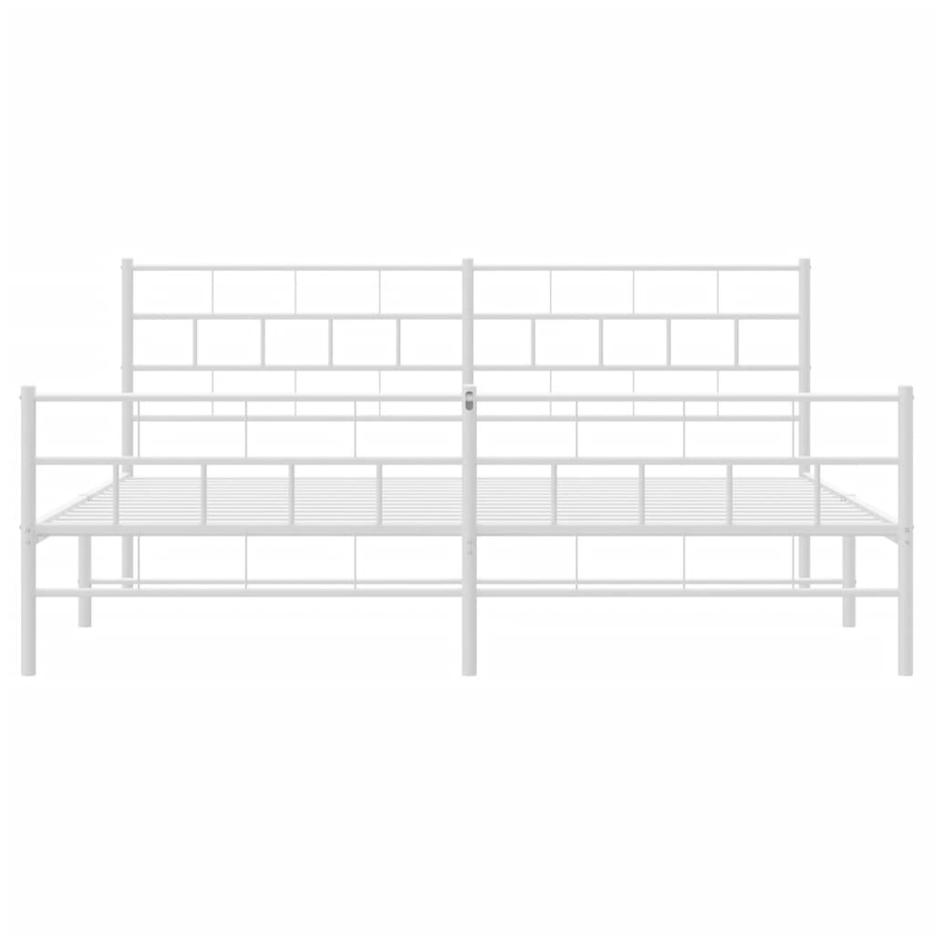 Bedframe Met Hoofd- En Voeteneinde Metaal 183 x 213 cm Wit met hoofdbord & voetbord