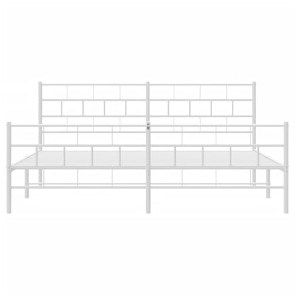 Bedframe Met Hoofd- En Voeteneinde Metaal 183 x 213 cm Wit met hoofdbord & voetbord
