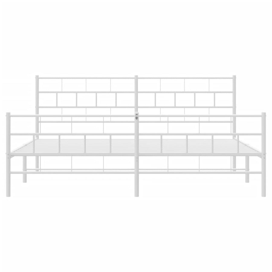 Bedframe Met Hoofd- En Voeteneinde Metaal 183 x 213 cm Wit met hoofdbord & voetbord