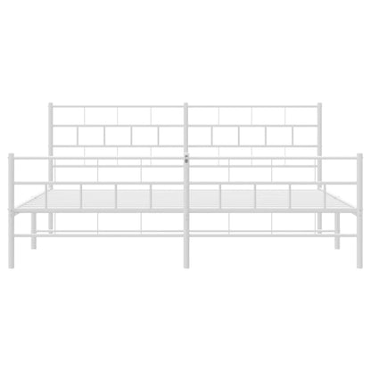Bedframe Met Hoofd- En Voeteneinde Metaal 193 x 203 cm Wit met hoofdbord & voetbord