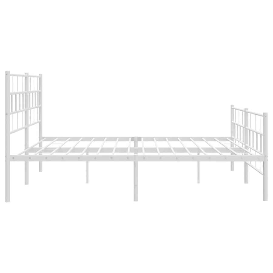 Bedframe Met Hoofd- En Voeteneinde Metaal 193 x 203 cm Wit met hoofdbord & voetbord