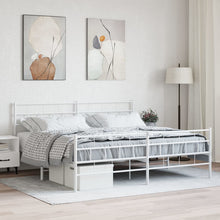 Bedframe Met Hoofd- En Voeteneinde Metaal 200 x 200 cm Wit met hoofdbord & voetbord