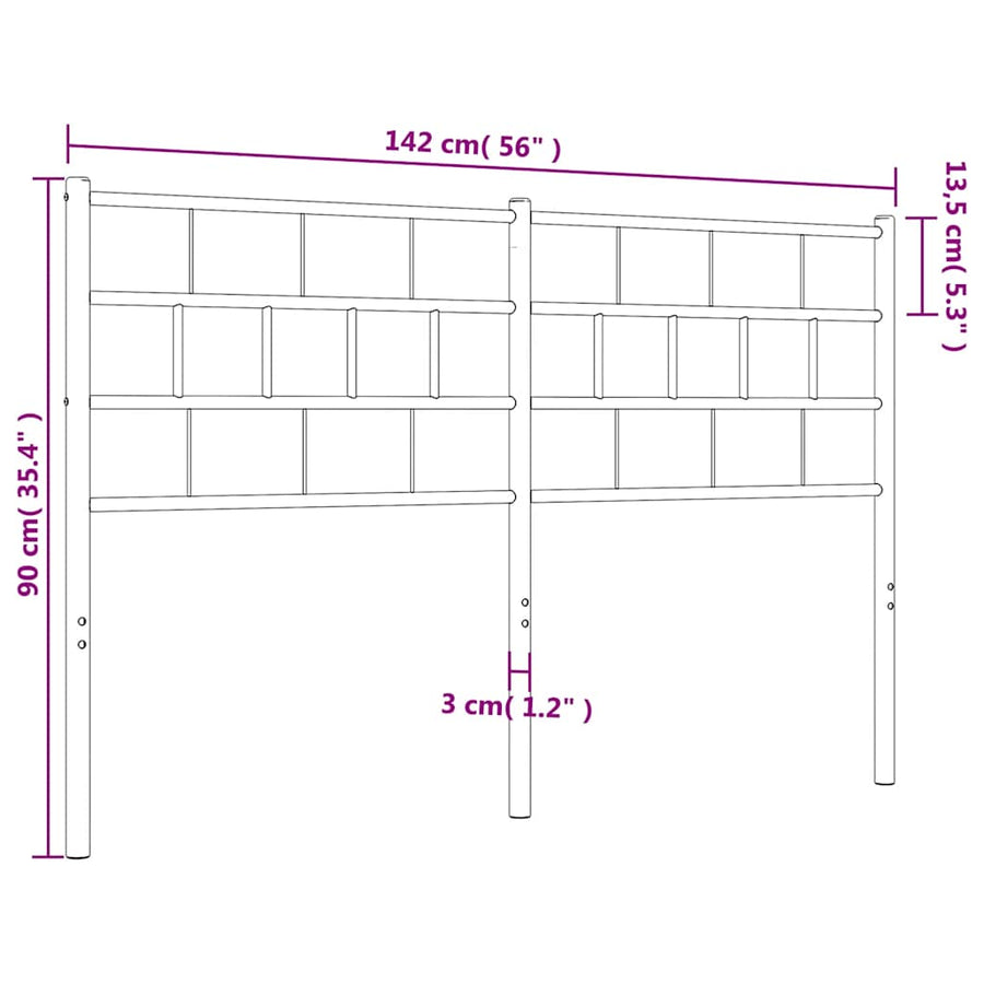 Vervangend hoofdbord 135 cm metaal wit