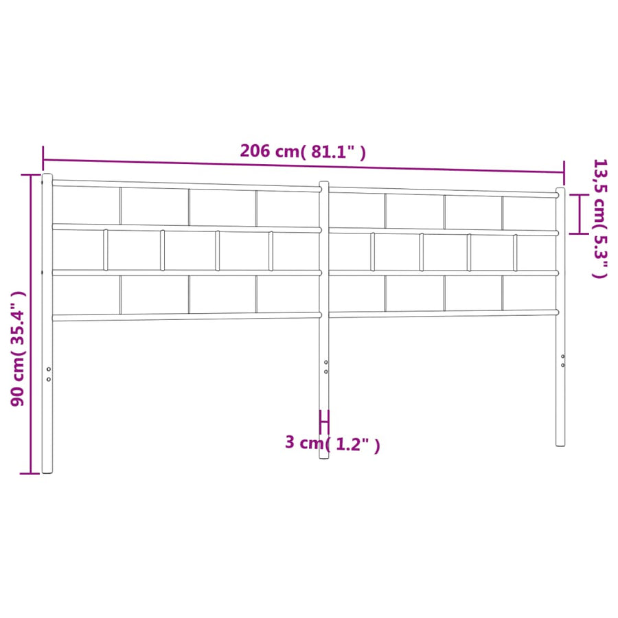 Hoofdbord 200 Cm Metaal Wit