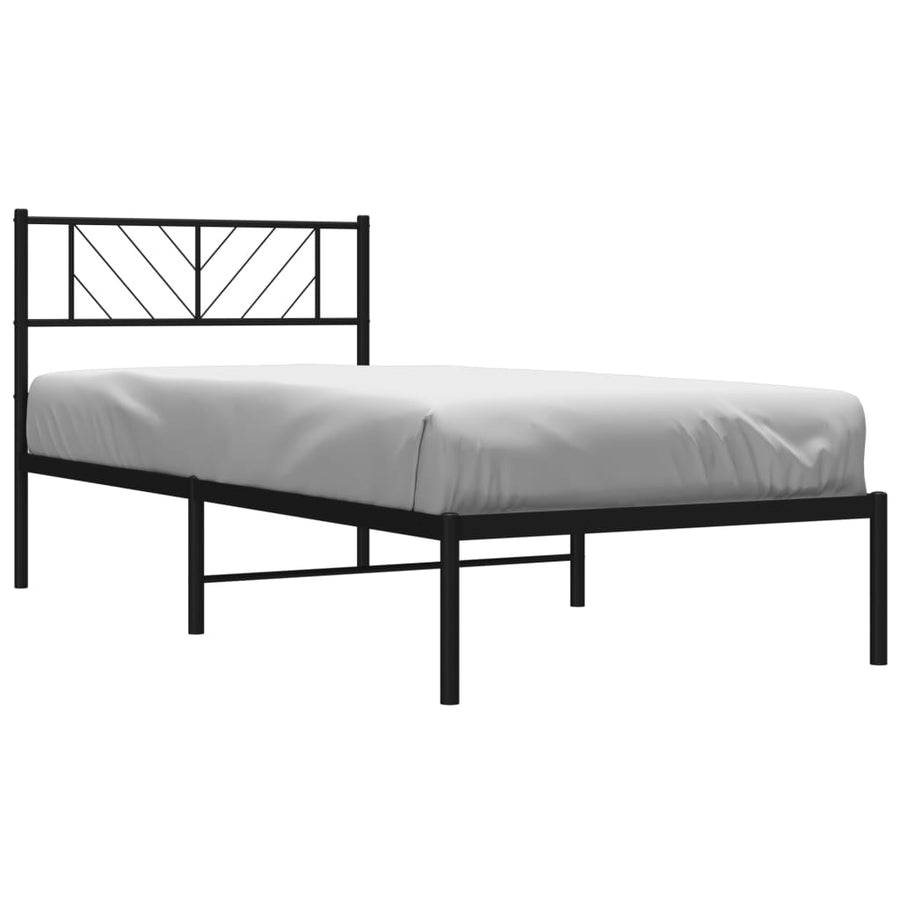 Bedframe Metaal 80 x 200 cm Zwart met hoofdbord