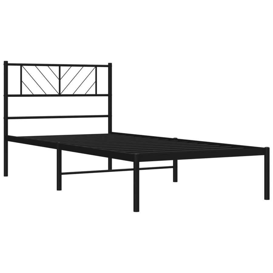 Bedframe Metaal 80 x 200 cm Zwart met hoofdbord