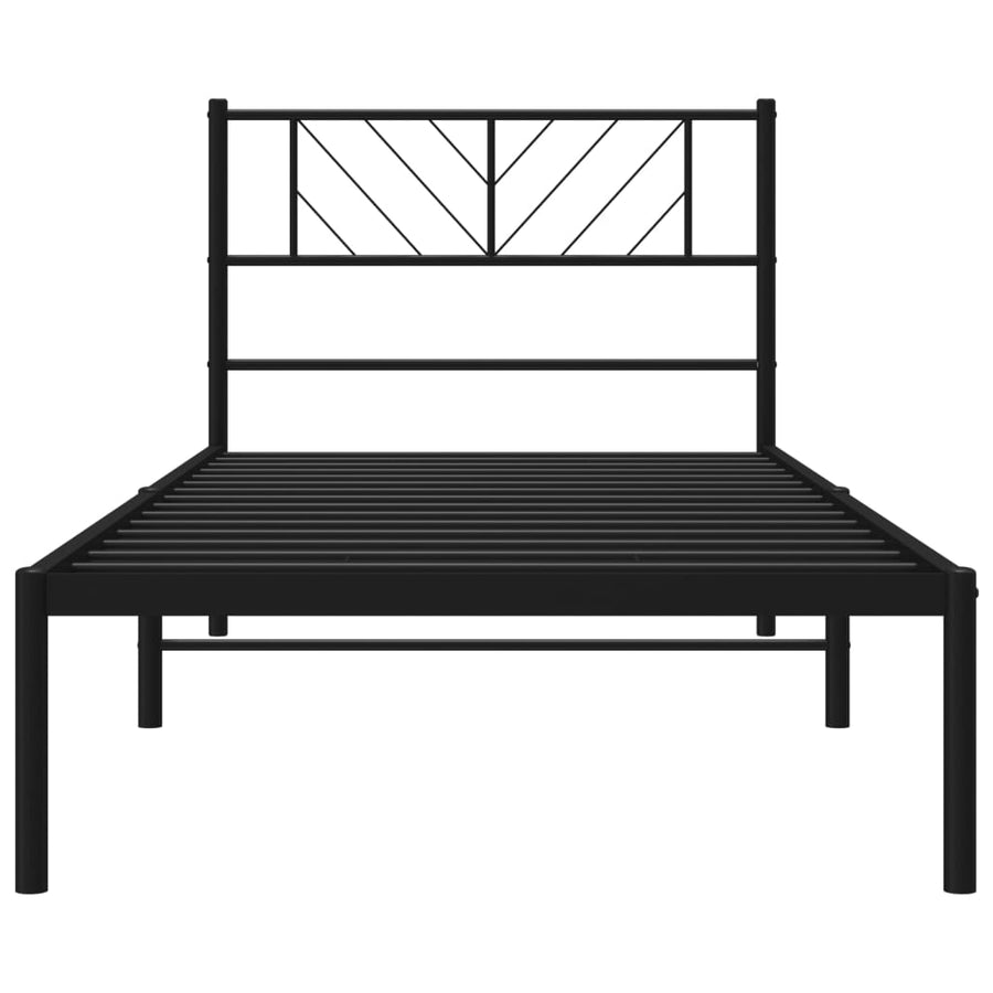 Bedframe Metaal 80 x 200 cm Zwart met hoofdbord