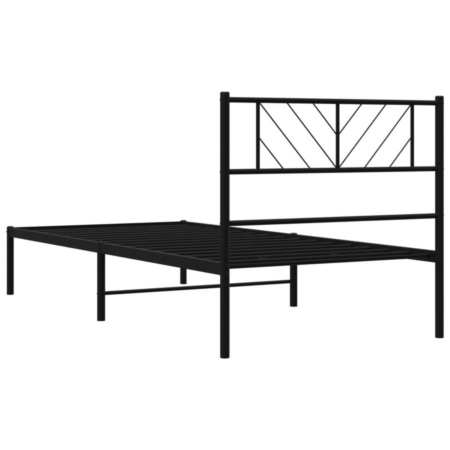 Bedframe Metaal 80 x 200 cm Zwart met hoofdbord