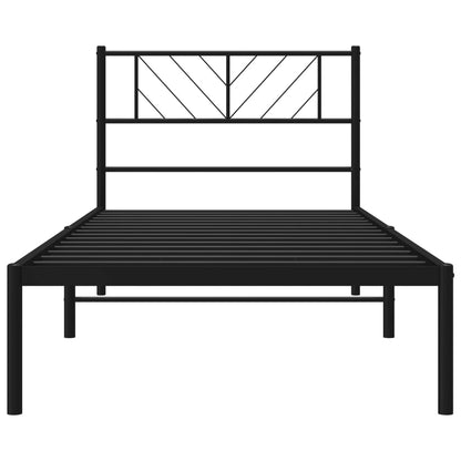 Bedframe Metaal 90 x 190 cm Zwart met hoofdbord