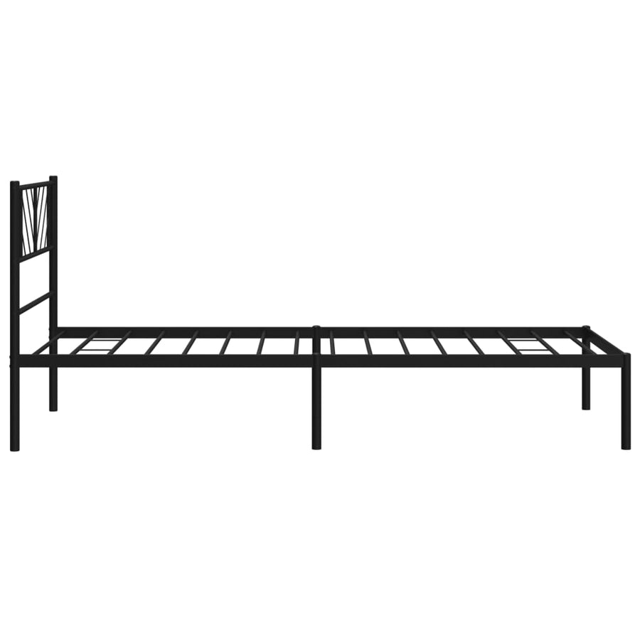 Bedframe Metaal 90 x 190 cm Zwart met hoofdbord