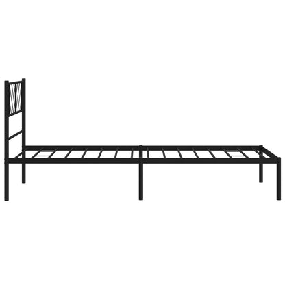 Bedframe Metaal 90 x 200 cm Zwart met hoofdbord