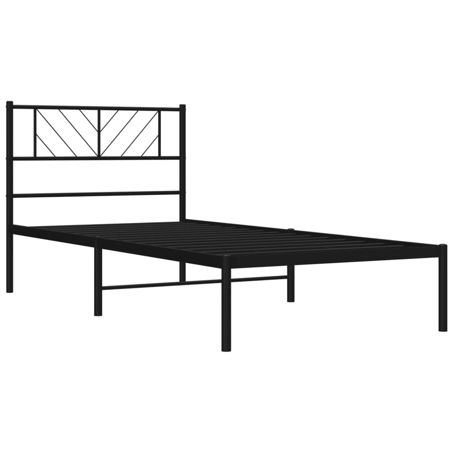 Bedframe Metaal 107 x 203 cm Zwart met hoofdbord