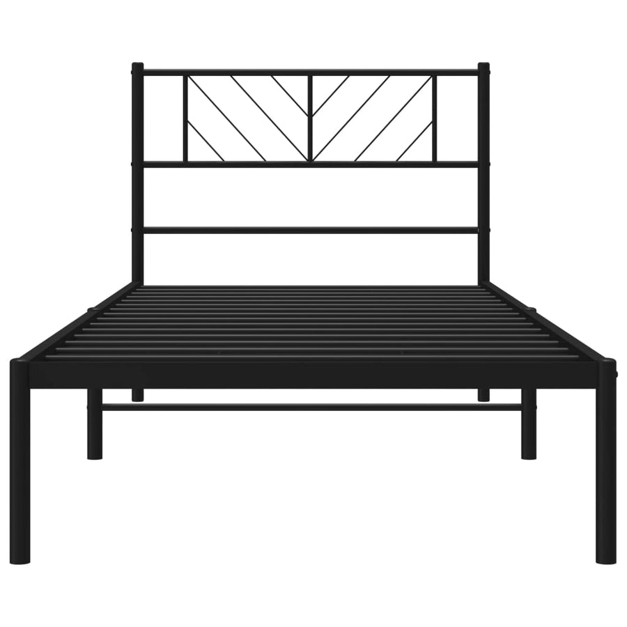 Bedframe Metaal 107 x 203 cm Zwart met hoofdbord