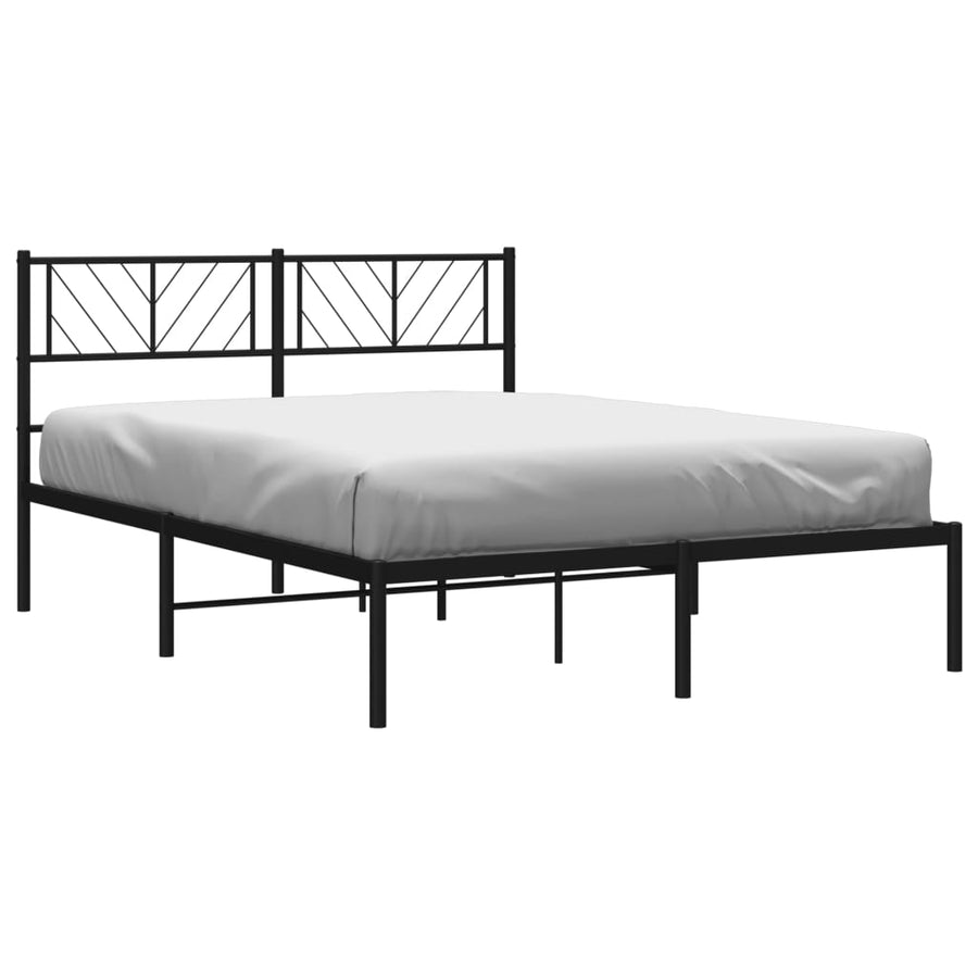 Bedframe Metaal 120 x 190 cm Zwart met hoofdbord
