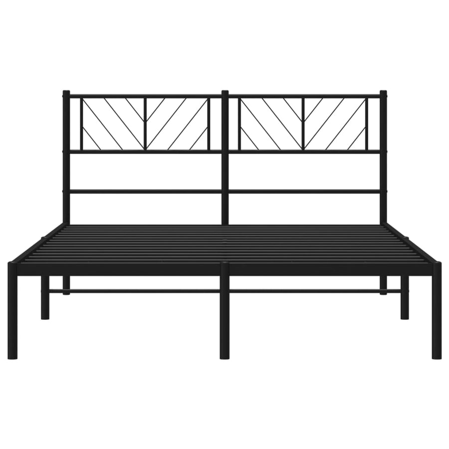 Bedframe Metaal 120 x 190 cm Zwart met hoofdbord