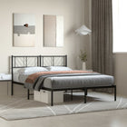 Metal bed frame with headboard black 120x190 cm