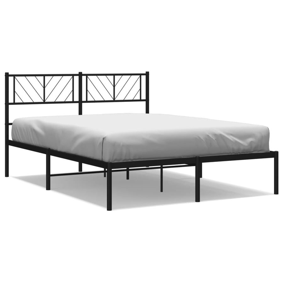 Bedframe Metaal 135 x 190 cm Zwart met hoofdbord
