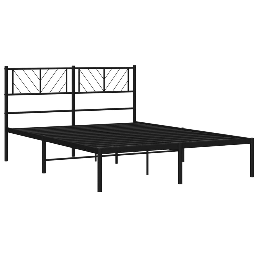 Bedframe Metaal 135 x 190 cm Zwart met hoofdbord
