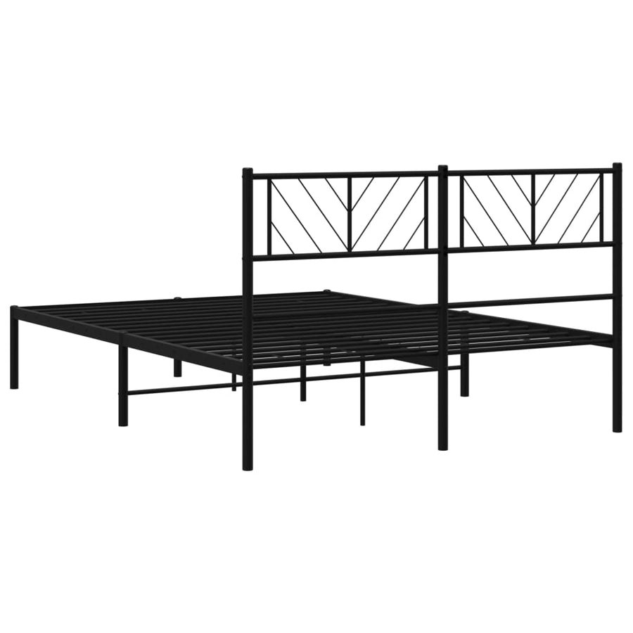 Bedframe Metaal 135 x 190 cm Zwart met hoofdbord