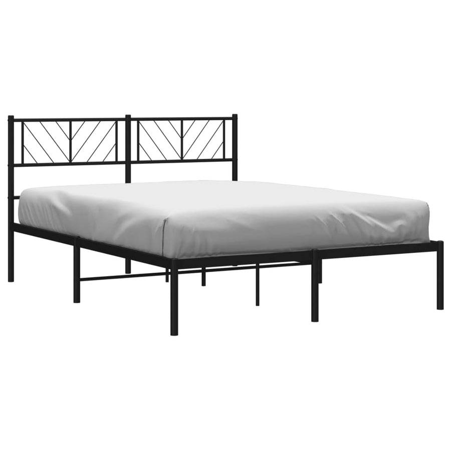 Bedframe Metaal 140 x 190 cm Zwart met hoofdbord