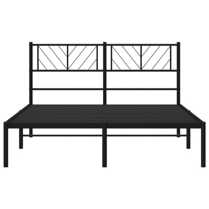 Bedframe Metaal 140 x 190 cm Zwart met hoofdbord
