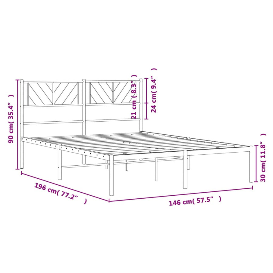 Bedframe Metaal 140 x 190 cm Zwart met hoofdbord