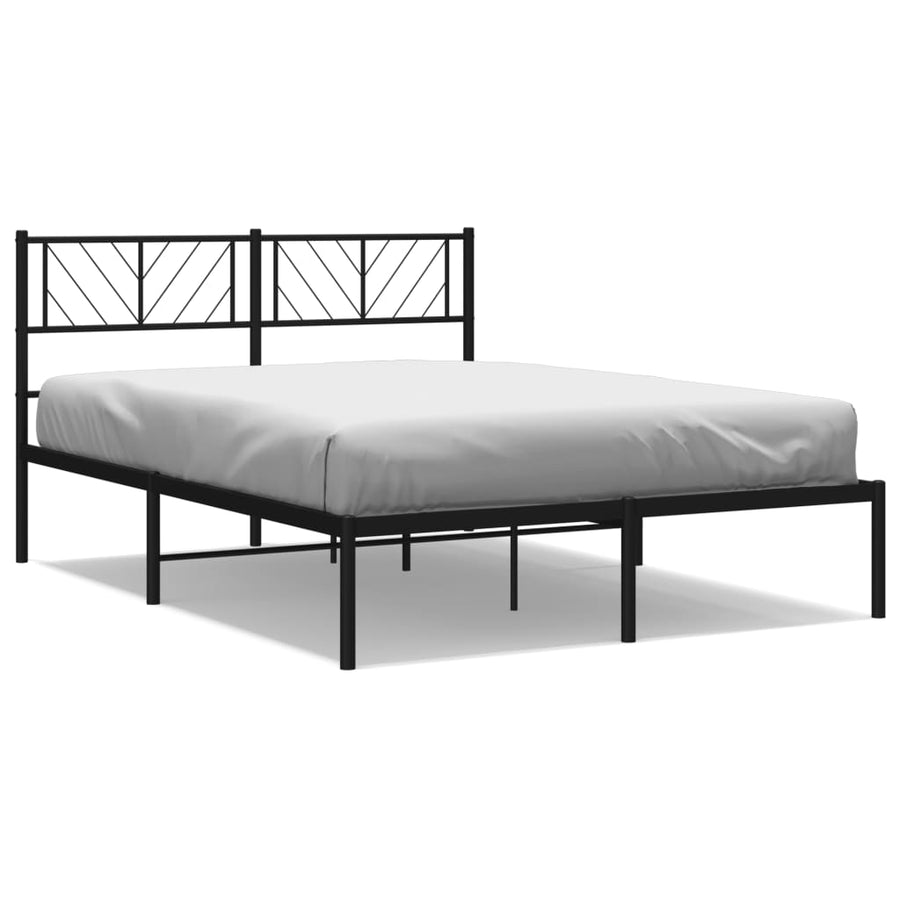 Bedframe Metaal 140 x 200 cm Zwart met hoofdbord
