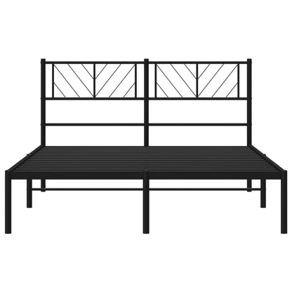 Bedframe Metaal 140 x 200 cm Zwart met hoofdbord