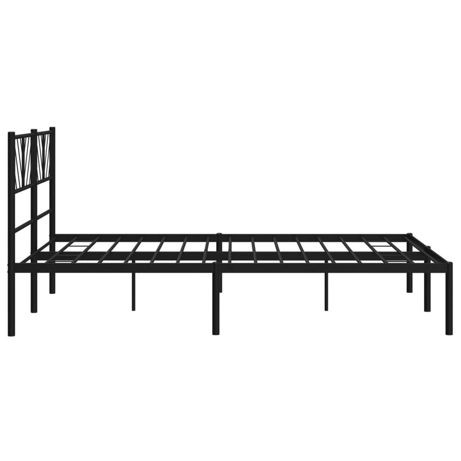 Bedframe Metaal 140 x 200 cm Zwart met hoofdbord