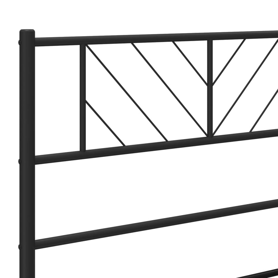 Bedframe Metaal 140 x 200 cm Zwart met hoofdbord