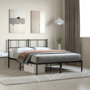 Bedframe 140x200 cm metaal zwart met hoofdbord