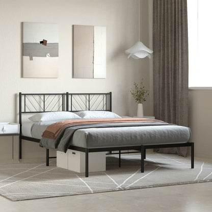 Bedframe Metaal 140 x 200 cm Zwart met hoofdbord