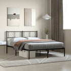 Metal bed frame with headboard black 150x200 cm