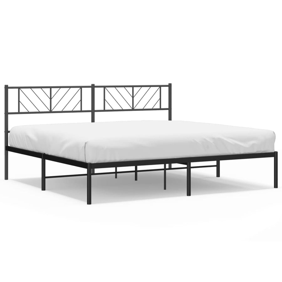 Bedframe Metaal 180 x 200 cm Zwart met hoofdbord